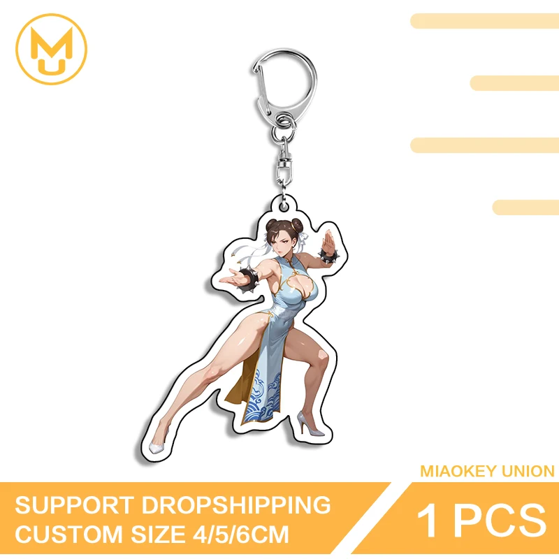 Alluring Chunli Big Boobs Creative Artistic Edgy Personality Double Sided Key Chains Fancy HD Pattern Fashion Decorations