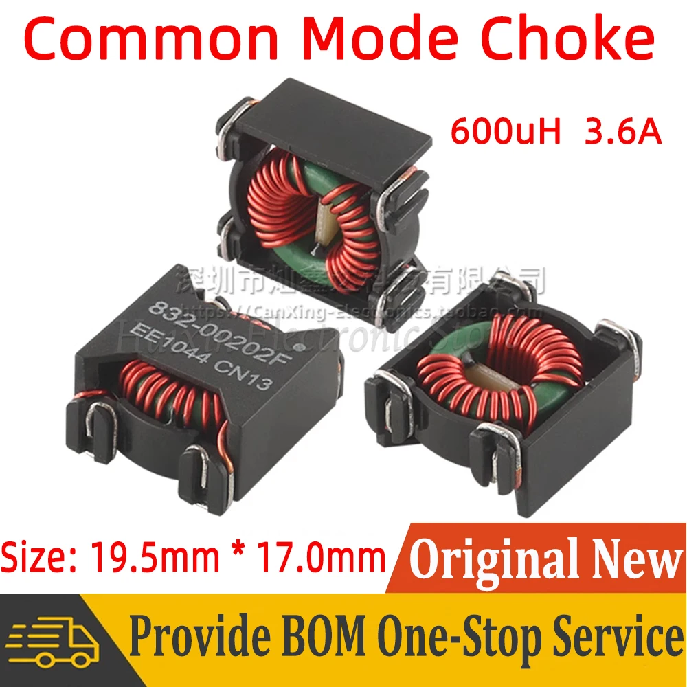 2pcs SMT SMD Common Mode Choke Coil Inductor Inductance 0.6mH 600uH 3.6A Switching Power Supply Filter Magnetic Ring 832-00202F