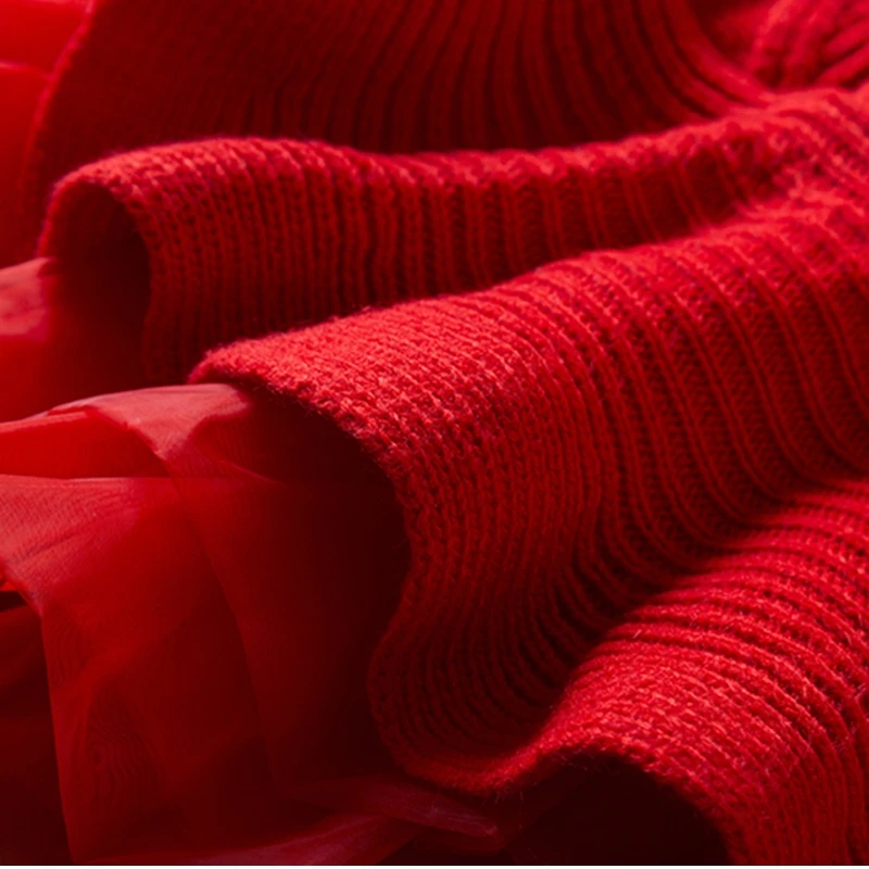 Kids Winter Sweaters Knitted Dress Fall Warm Autumn Sweater Dress Girls Red Christmas Outfits Dresses Elegant Girl Clothes 3-8Y