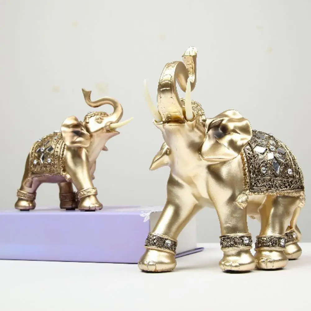 

Elephant Figurine Fine Symbol Resin Elephant Sculpture Elegant Elephant Trunk Sculpture Lucky Wealth Figurine Crafts Home Decor