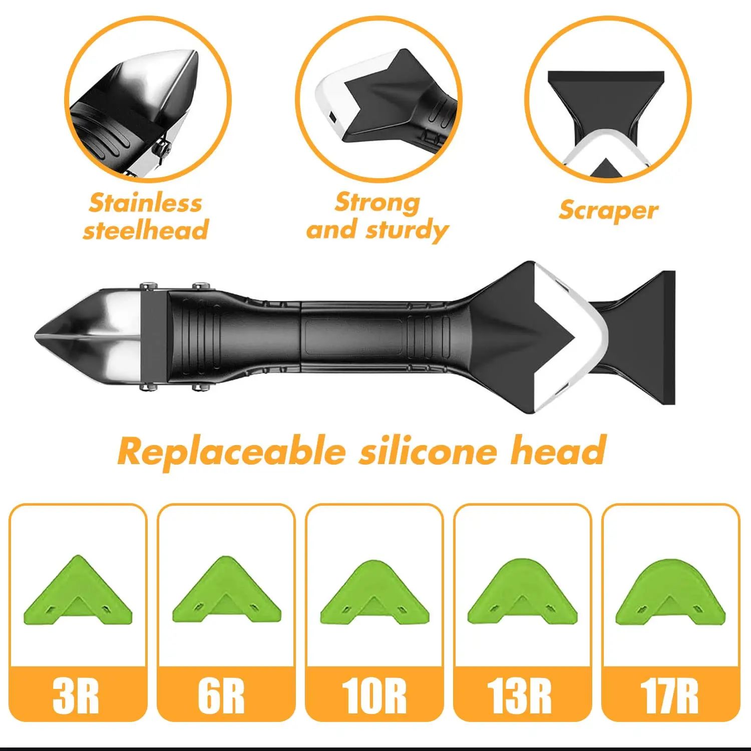 Siliconenkit Gereedschap, Grout Removal Tool, Kit Remover Met 4 Stuks Glas Zelfklevende Schraper-3-In-1 Kit Reinigingstool