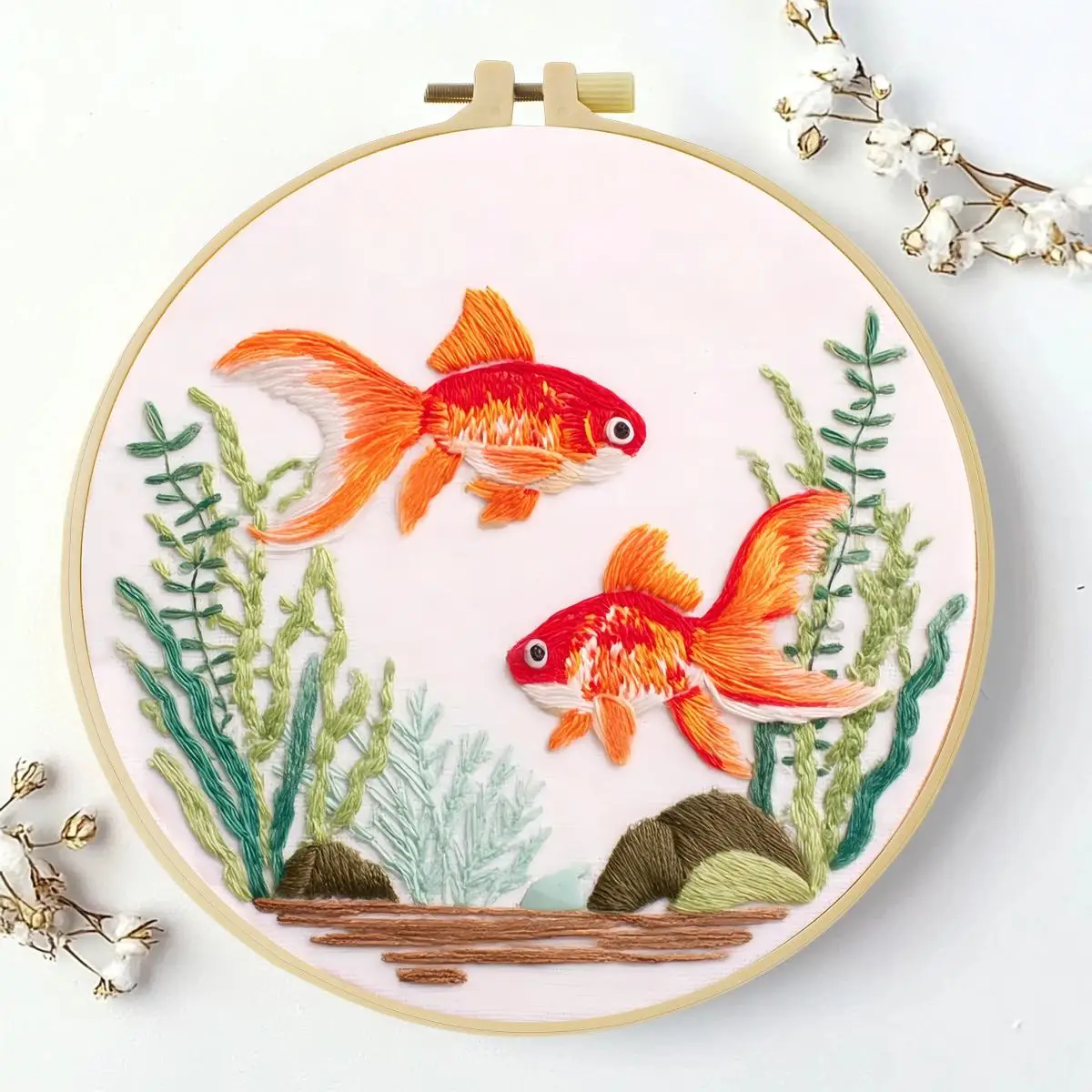 1 Stück 20X20CM/15X15CM 7,87/6,3 Zoll Goldfisch-Stickerei-Starter-Kit DIY-Kit DIY-Stickerei-Set Handarbeiten Heimdekoration – Detail 1
