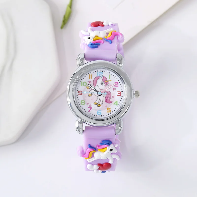Children's Watch, Cartoon Rainbow Pony Silicone Student Quartz Watch