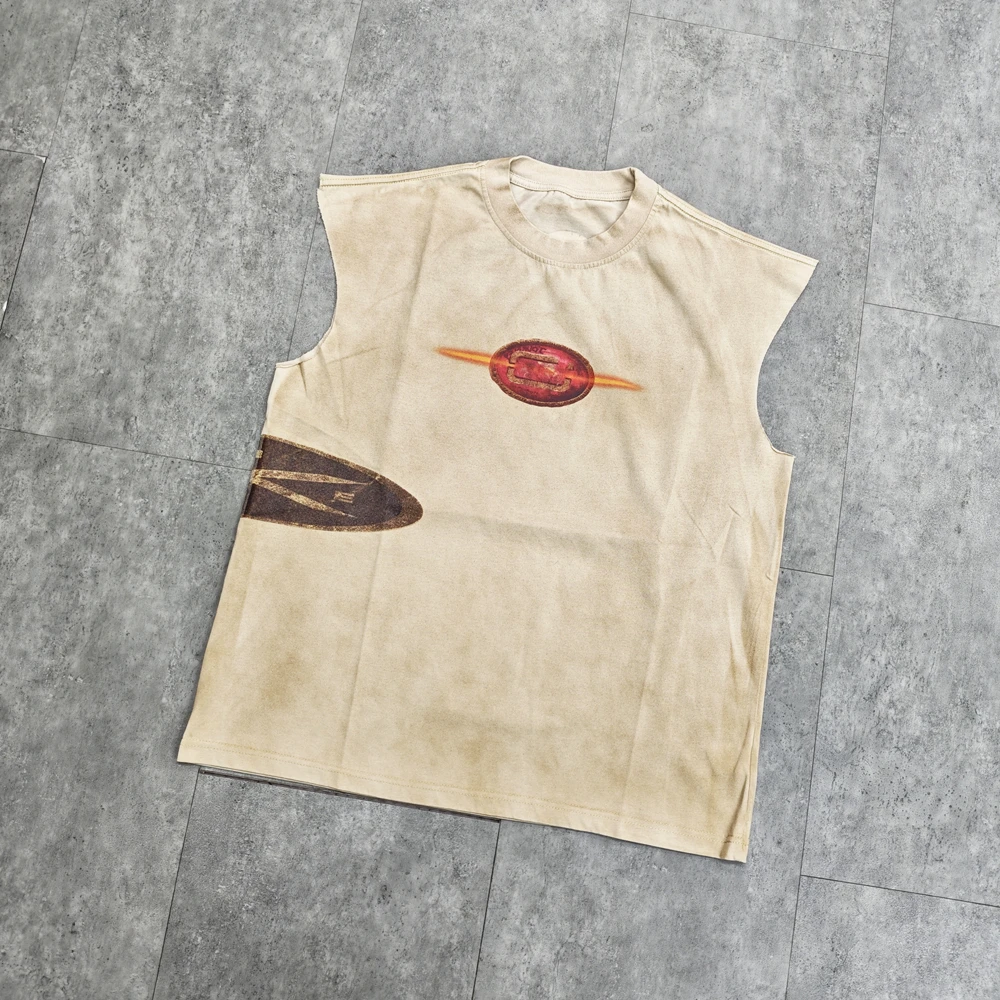 Yao Fashion Luxury Brand Casual Tank Oversize Loose Tops HipHop Loose Dirty Style Vintage Sleeveless