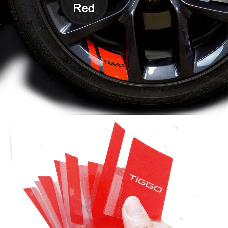 6Pcs Reflective Car Wheel Rim Stickers Auto Hub Decals For CHERY TIGGO 2 3 4 5 7 8 PRO PLUS ARRIZO 5 Exterior Accessories