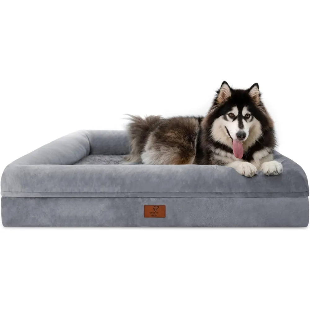 

Extra Large Orthopedic Dog Bed with Removable Washable Cover, Waterproof and Non-Slip Design for Large Dogs, Grey