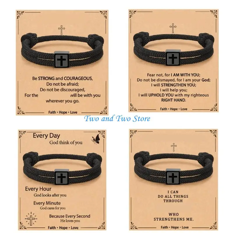 HX6F Fashionable Christian Symbol Rope Wristband Sturdy And Lightweight