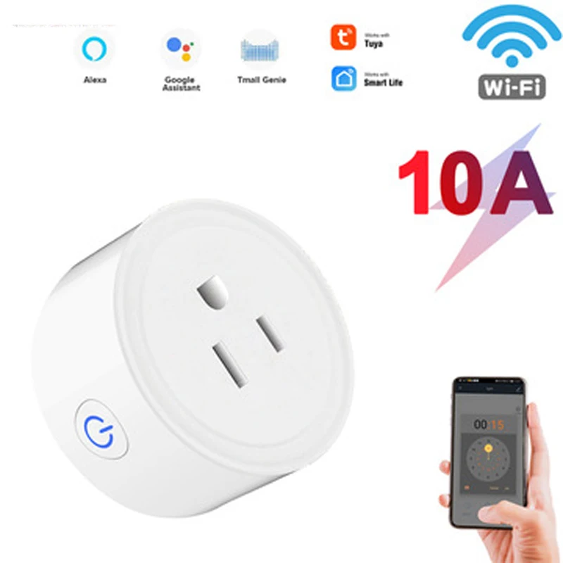 

Wireless wifi EU smart socket Tuya home remote control voice mobile phone timing Alexa Google home voice control power socket