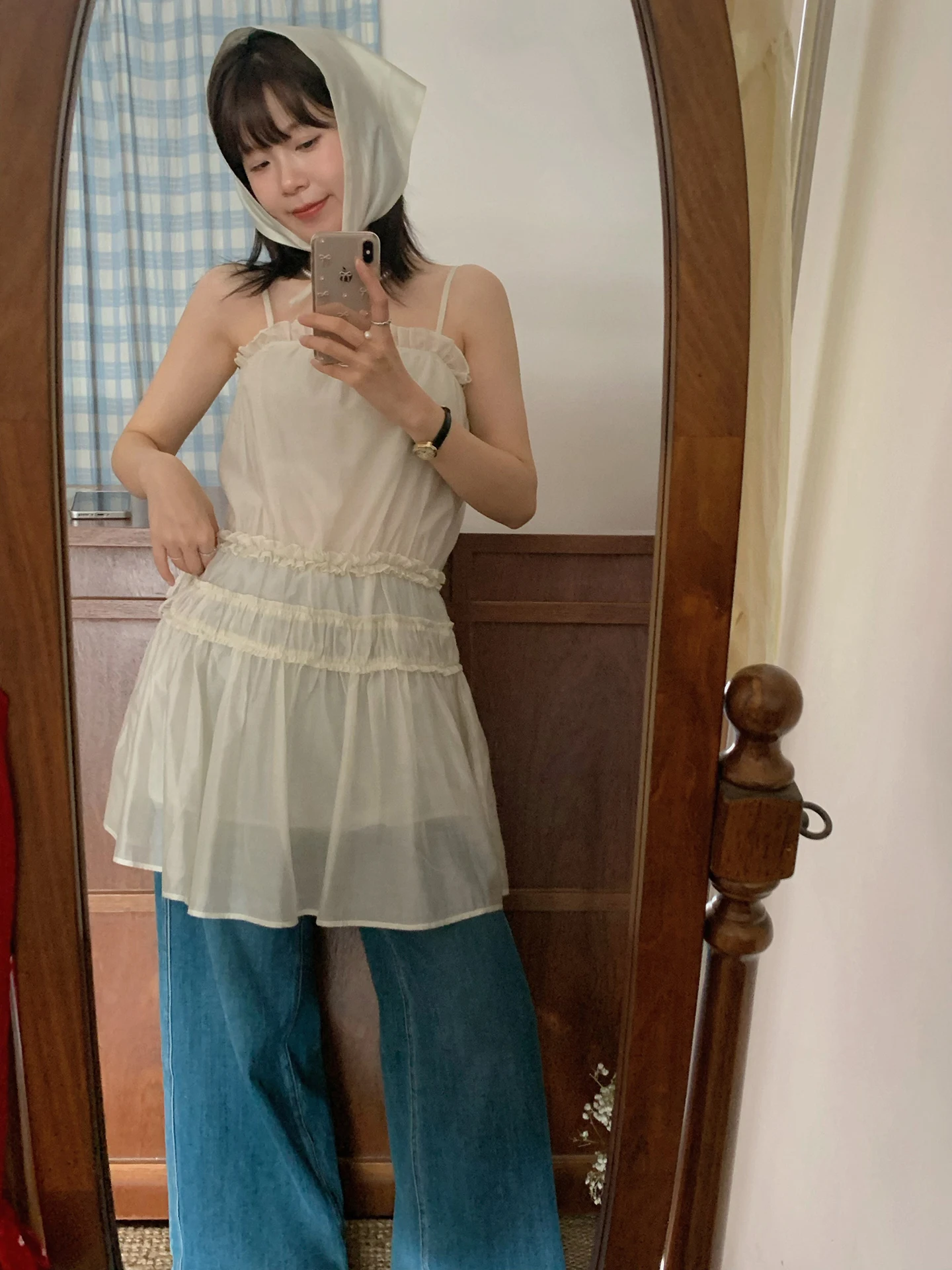 

Slimming Draped Gown Gentle A-Line Sleeveless Women's Dress Casual Summer Fashion Soft Hanging Sensation Wooden