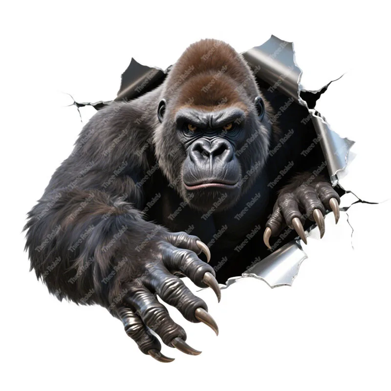 Three Ratels CAB61  Fierce gorilla hole stickers for home decoration wall stickers Personalized car decals