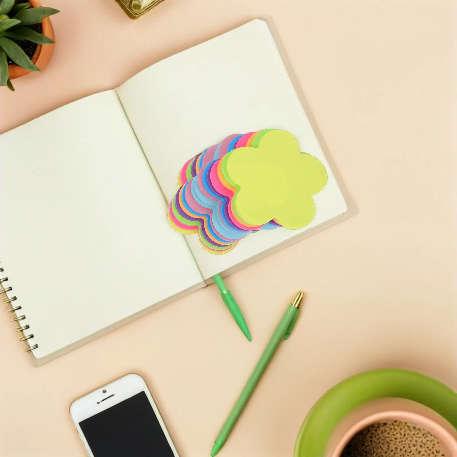 16Pcs Colorful Plum Blossom Sticky Notepad Self Adhesive Memo Pads Floral Page Markers for Office School Organizers