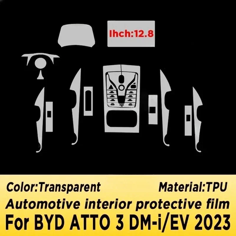 For BYD ATTO 3 YUAN PLUS DM-i/EV 2023 Car Central Control Screen TPU Navigation Anti Scratch Protection Film Navigation Membrane