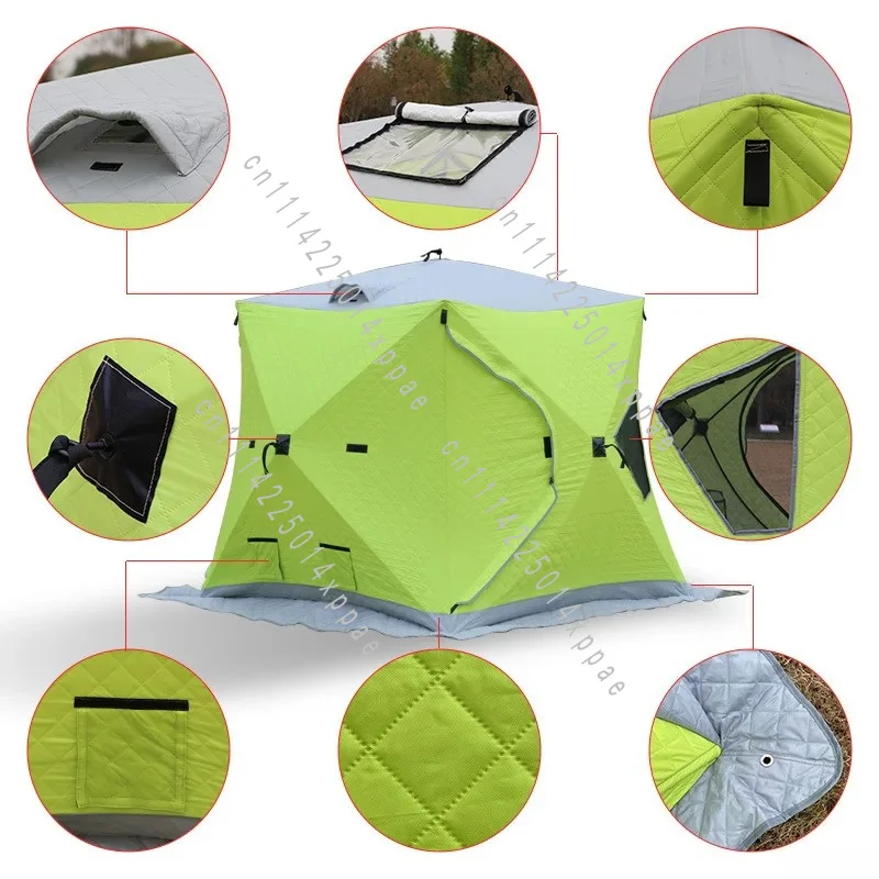 With Special Mat Ice Fishing Hut Gear Winter Ice Fishing Tent Thickened Insulated Shelter