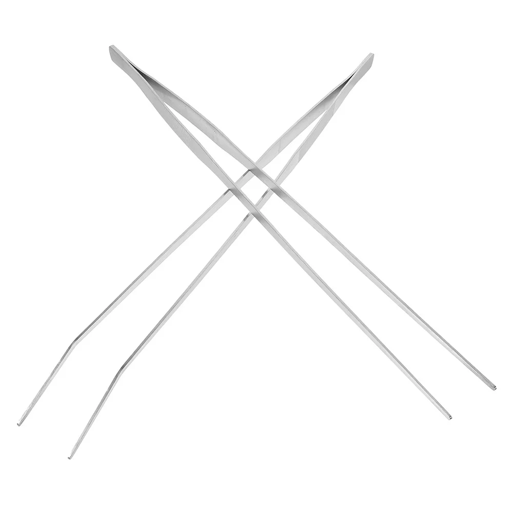 

2Pcs Metal Aquarium Tweezers Reptile Feeding Tools Long Straight Curved Tips Fish Tank Terrarium Flat Tipped Tweezers