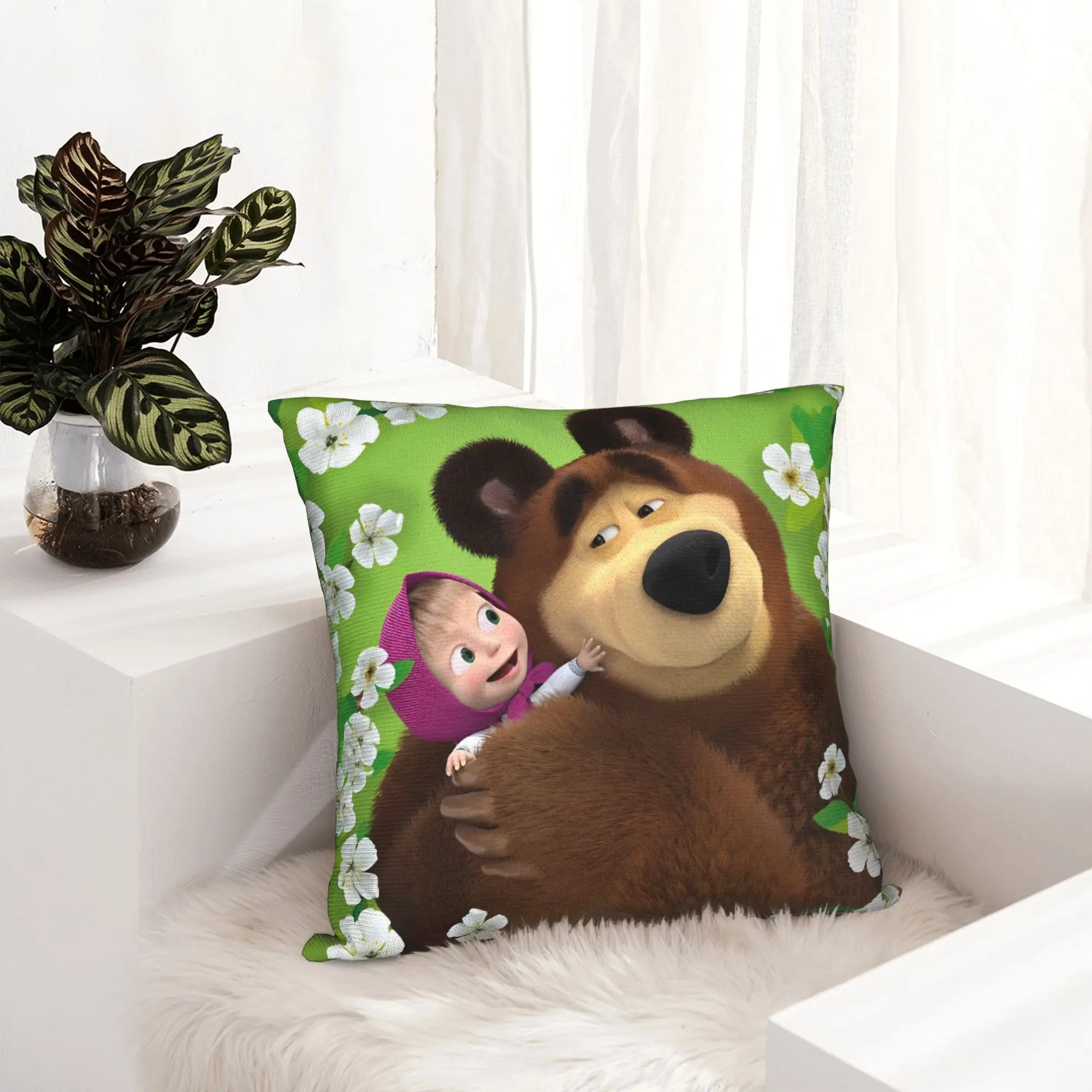Cute Cartoon M-Masha and Bear  Pillowcase Printed Polyester Cushion Cover Decoration  Pillow Case Cover Home Drop Shipping 18''