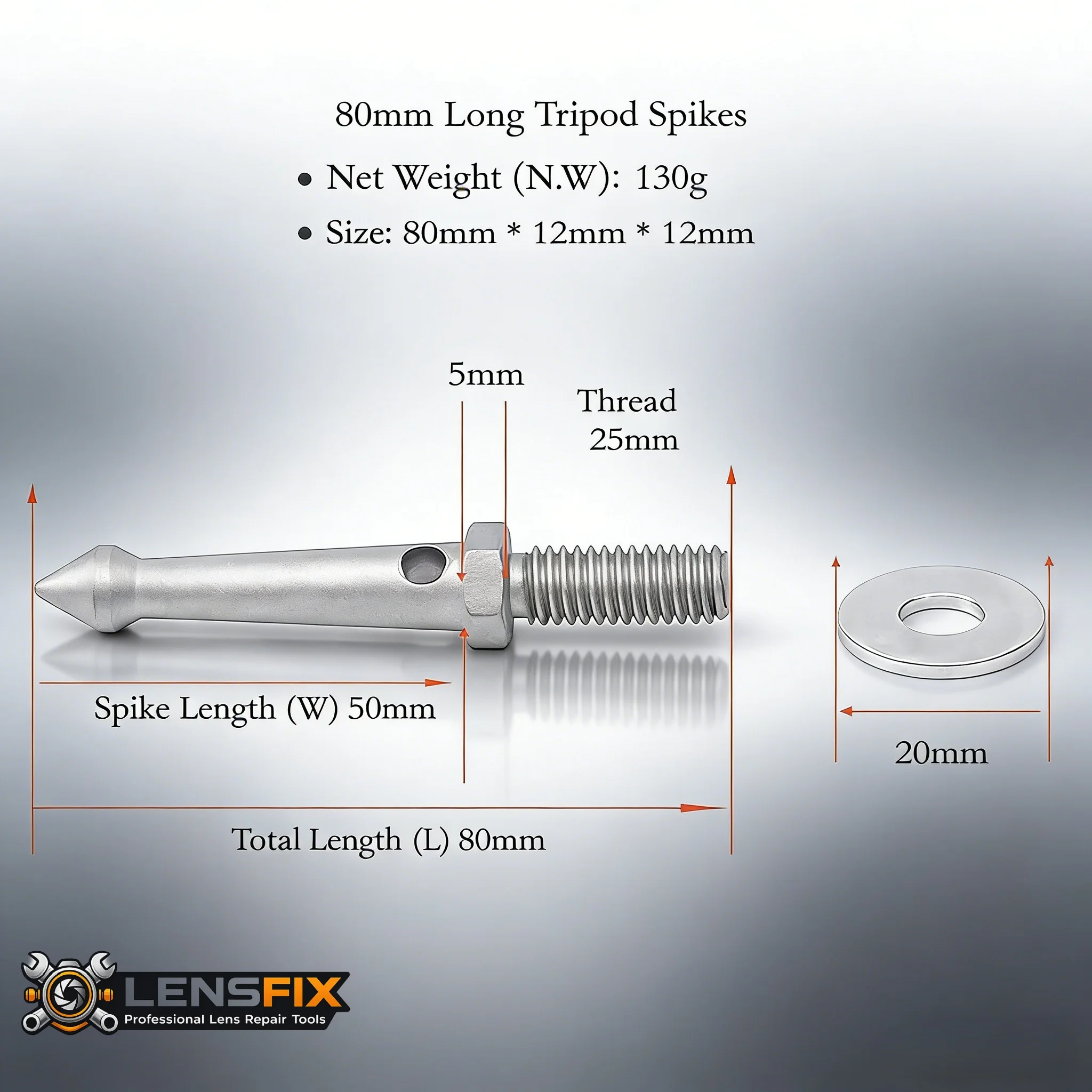 Outdoor Anti-Slip Tripod Feet,80mm 3/8