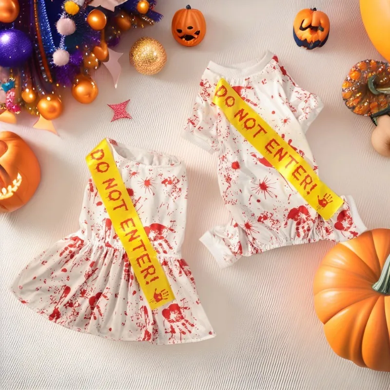 

Pet clothes dog halloween horror blood seal quadruple skirt