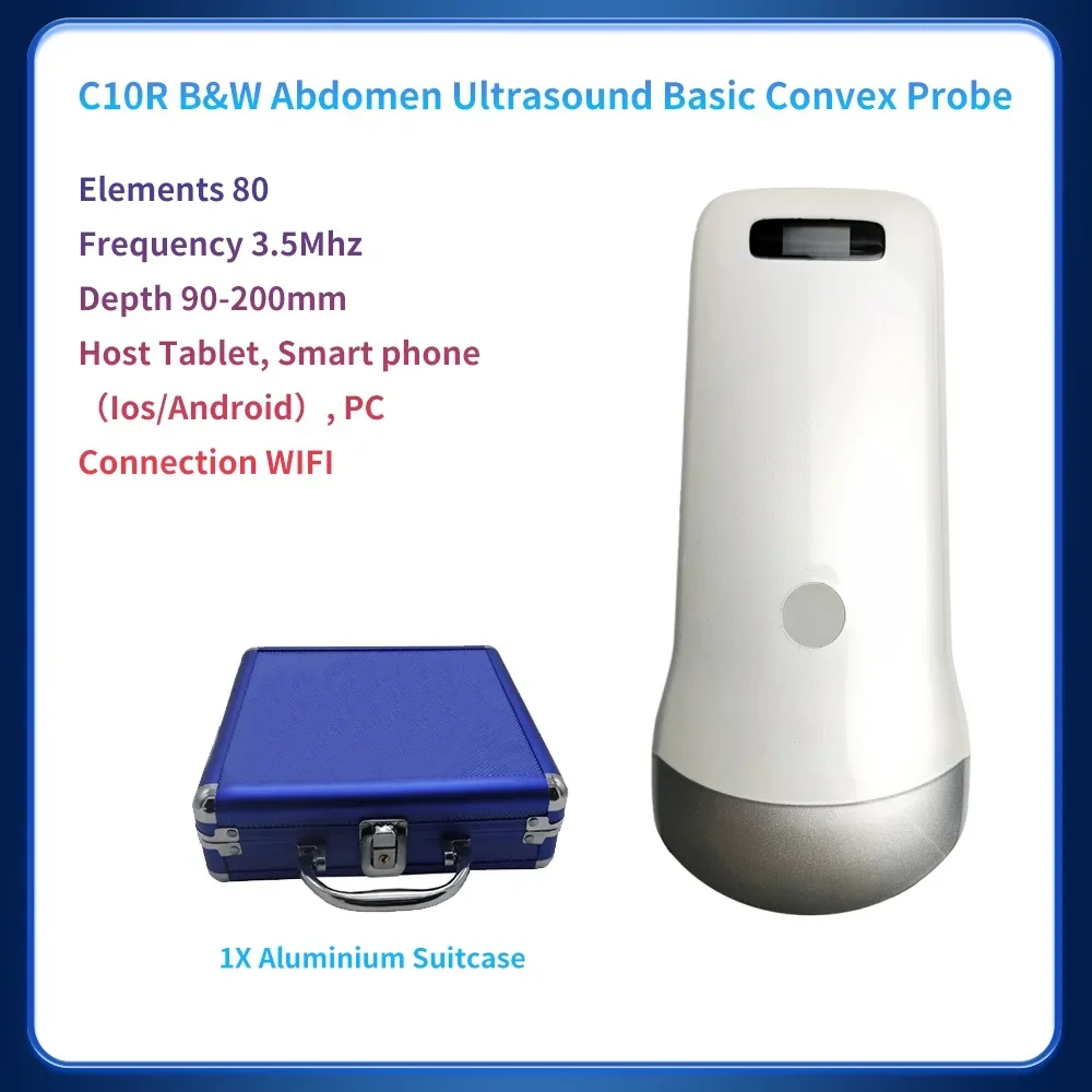 80 Elements Wireless Abdomen Ultrasound Probe Scanner Basic Convex Probe 3.5Mhz Portable Machine Use for Pregnancy