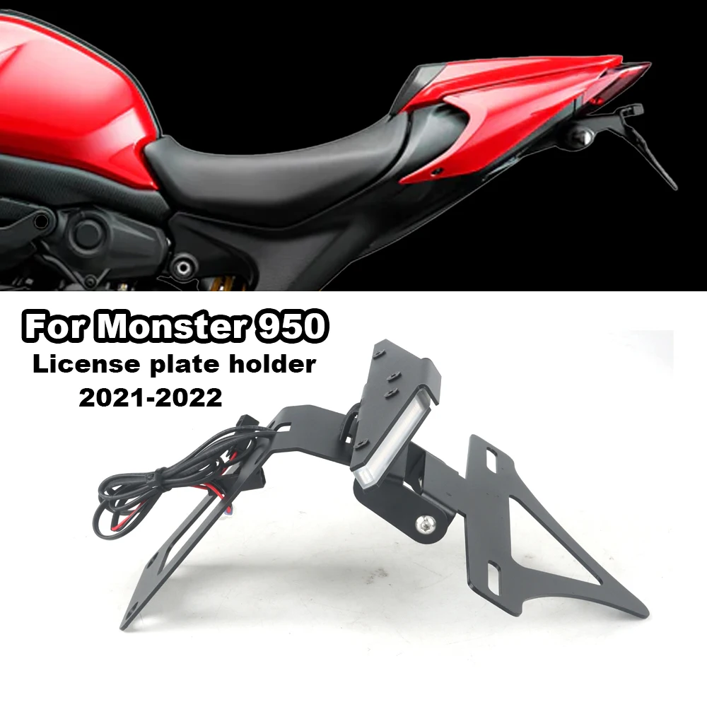 

For Ducati Monster 950 2021-2022 Motorcycle Rear Short Tail Stock Tidy License Plate Holder Tailstock Bracket Turn LED Light kit
