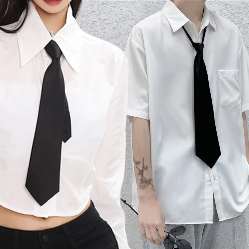 Uniform Jk Meisjes Zwart Eenvoudige Rits Stropdassen Voor Mannen Vrouwen Studenten Podium Performance Matte Hals Stropdas Kostuums Accessoires Groothandel