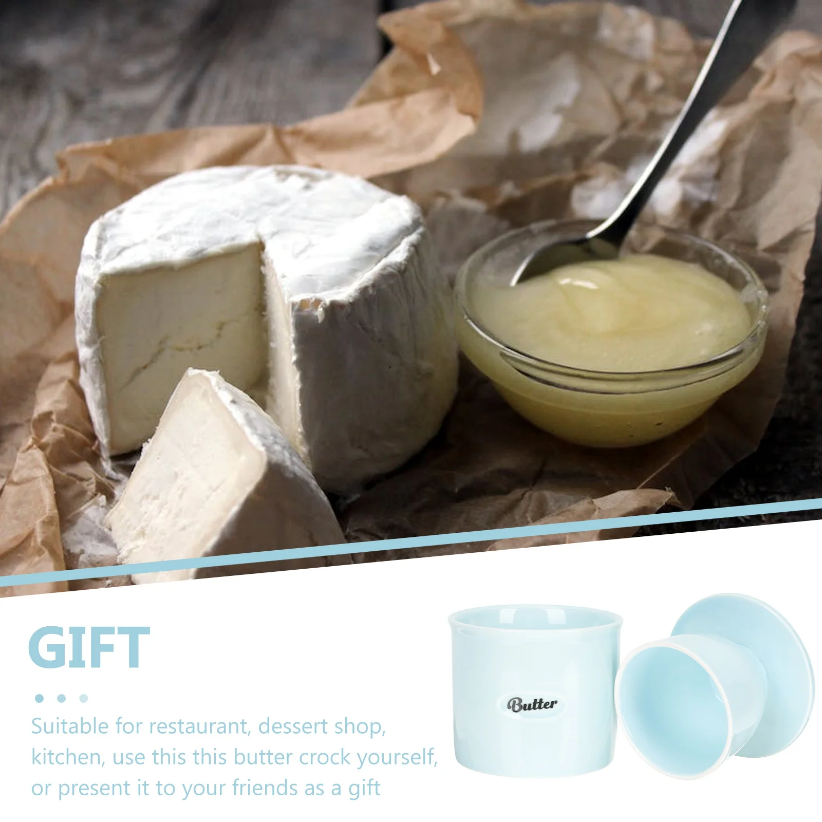 حاوية تخزين من السيراميك على شكل صندوق الزبدة، تصميم عملي لمطعم المطبخ، غطاء لحفظ الزبدة متعدد الأغراض متضمن