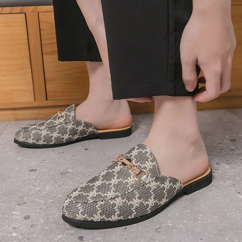 38-48 mules for man formal slidders home half shoes for man horsebit loafers stylish shoes for man chinelo macio