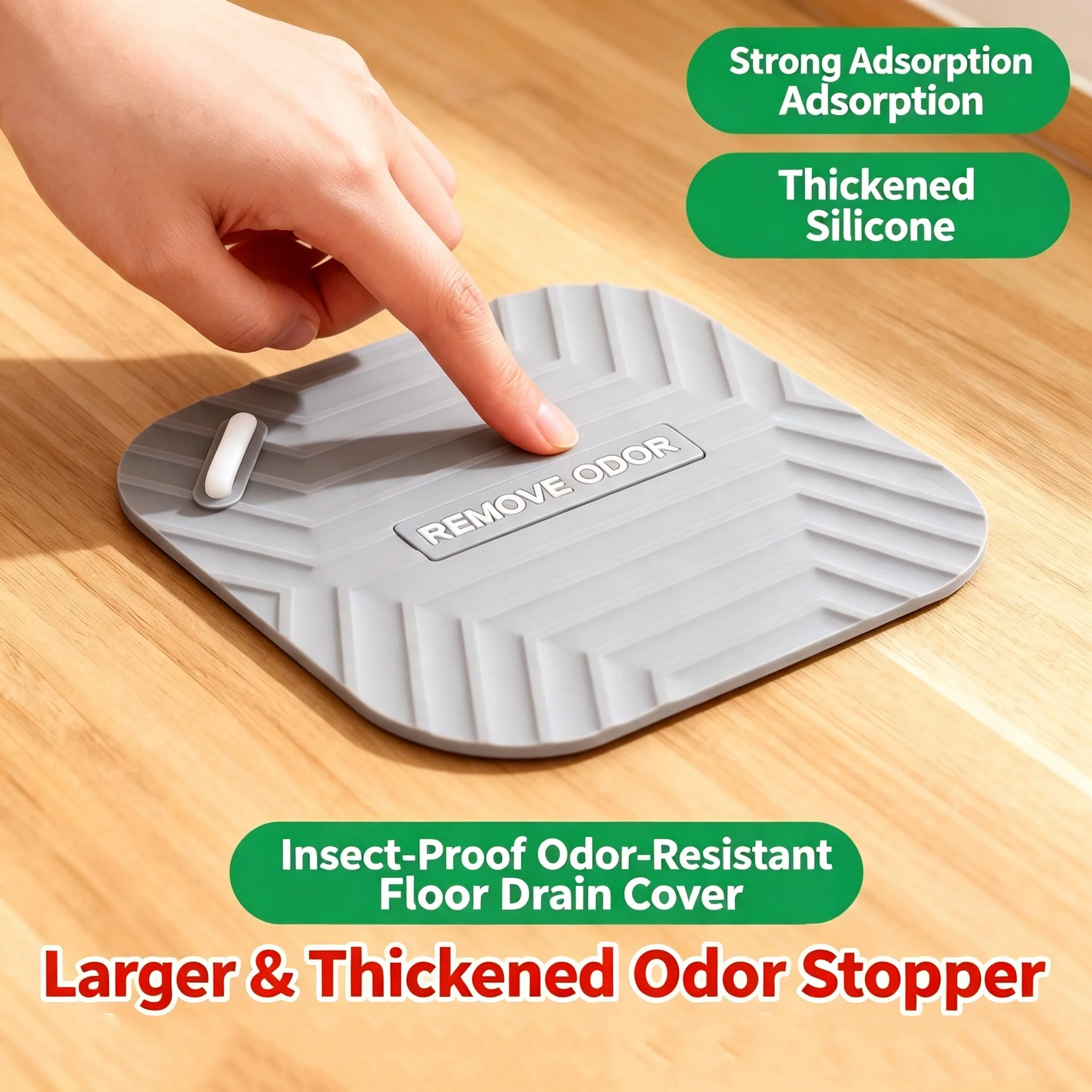 Square Silicone Floor Drain Pad, Anti‑Odor Drain Cover To Block Cockroaches & Small Insects For Bathroom Kitchen Sink