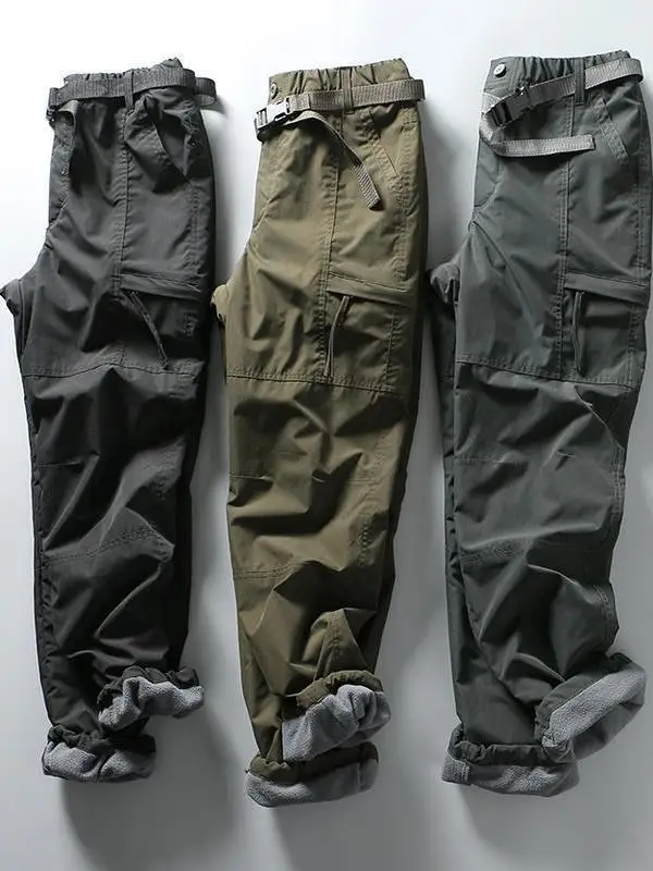 Men's Outdoor Workwear Pants Winter Fleece Lined Thick Soft  Windproof Waterproof Heat Insulation Warm Cotton Trousers