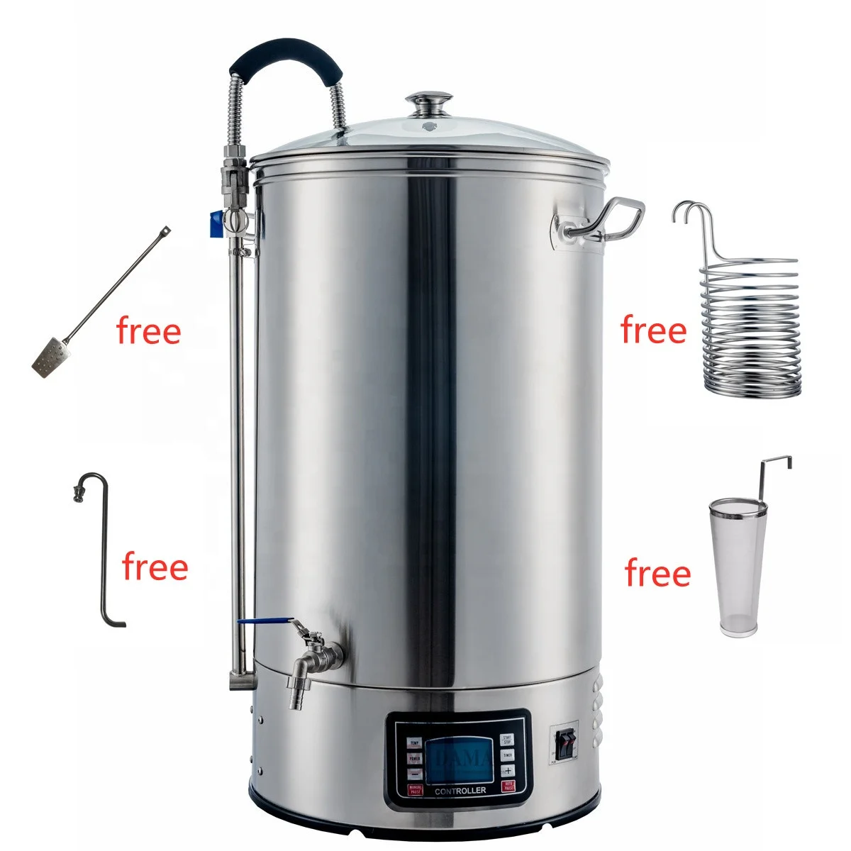 Electric Mash Tun Micro Brewery Craft Beer Machine 60L Stainless Steel All in One Home Beer Brewing System Equipment