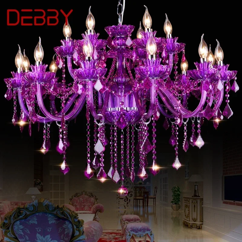 

DEBBY Европейский хрустальный подвесной светильник Фиолетовая свеча Лампа Искусство Гостиная Ресторан Спальня Net KTV Магазин одежды Chandeli