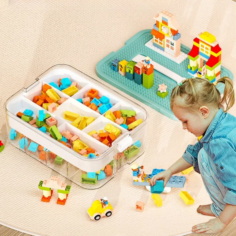 Children Toy Storage Box Transparent Lego Toy Sorter Building Block Container Jigsaw Puzzle Lego Storage Case Kid Home Organizer