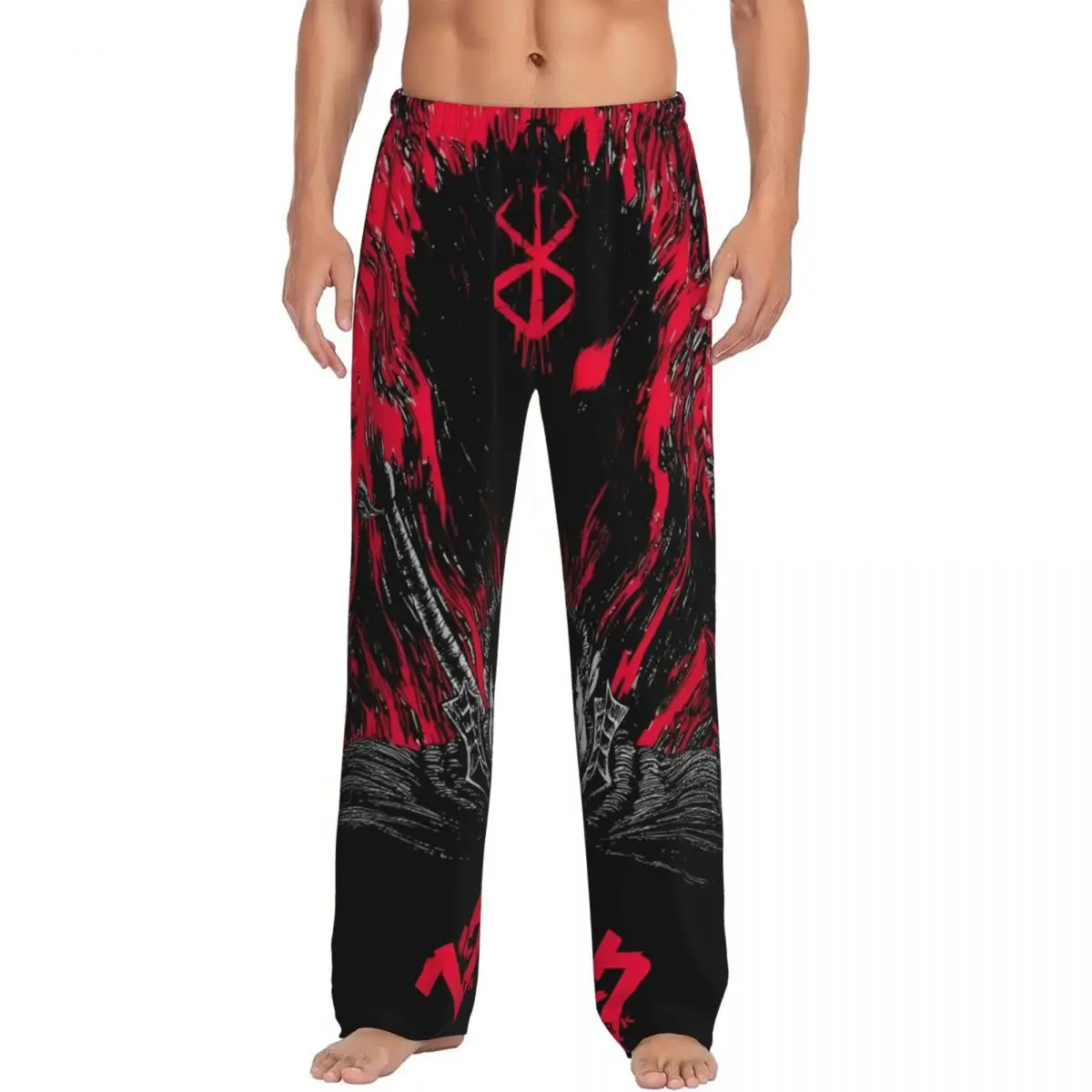 

Мужские пижамные штаны Custom B-Berserks в японском стиле, с принтом манги и аниме, для отдыха и сна, эластичные, с карманами.