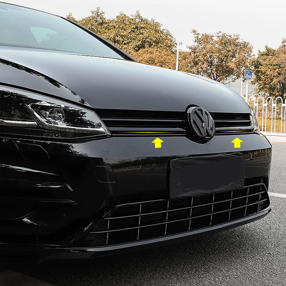 Glossy Black Front Bumper Grille Trim Grill Decoration Strip Cover for VW Golf 7 7.5 MK7 Accessories 2015 2016 2017 2018 2019