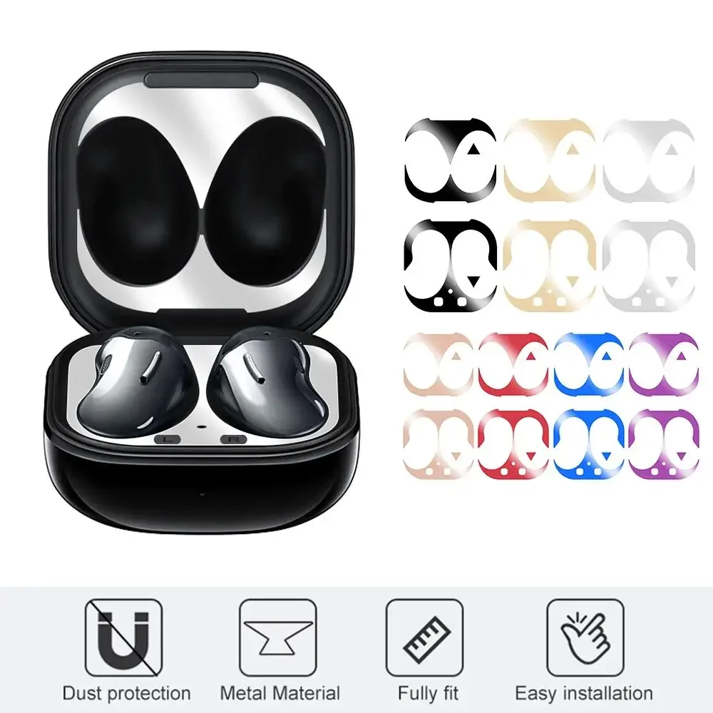 Metal Dusting Stickers for Galaxy Buds Live Buds 2 3 Pro Sticker Metal Dust Guard Scratchproof Accessories Earphone Cases Cover