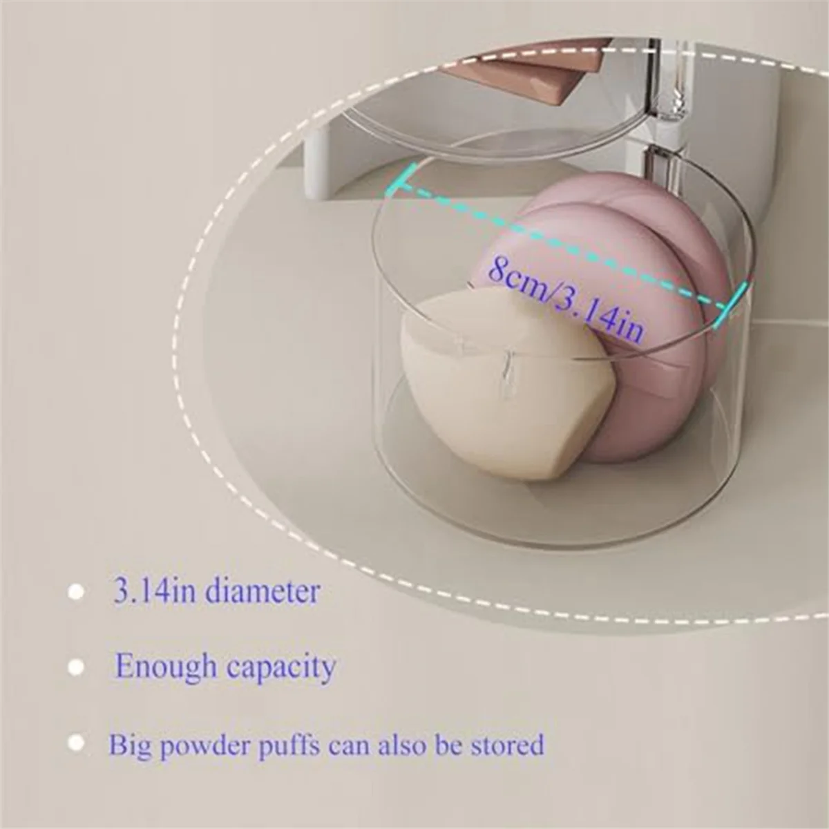 

Rog-eyMakeup Brush Holder Makeup Brush Organizer with 2 Slot, 3-Layer Rotating Cosmetic Organizer, Desktop Makeup Box,