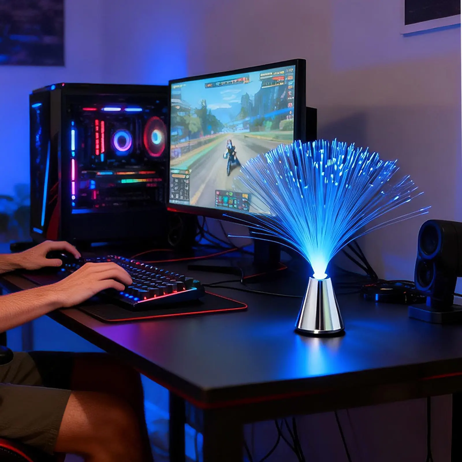 

4 шт. оптоволоконных ламп с уникальным дизайном, меняющих цвет, светодиодные светильники для украшения дома, вечеринок и ужинов