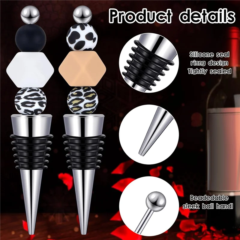 

Latest 10 Piece Beadable Wine Stoppers For Wine Bottles Bulk Alloy 30 Pcs 15Mm Silicone Beads Bulk For DIY Wedding Bar Holiday P