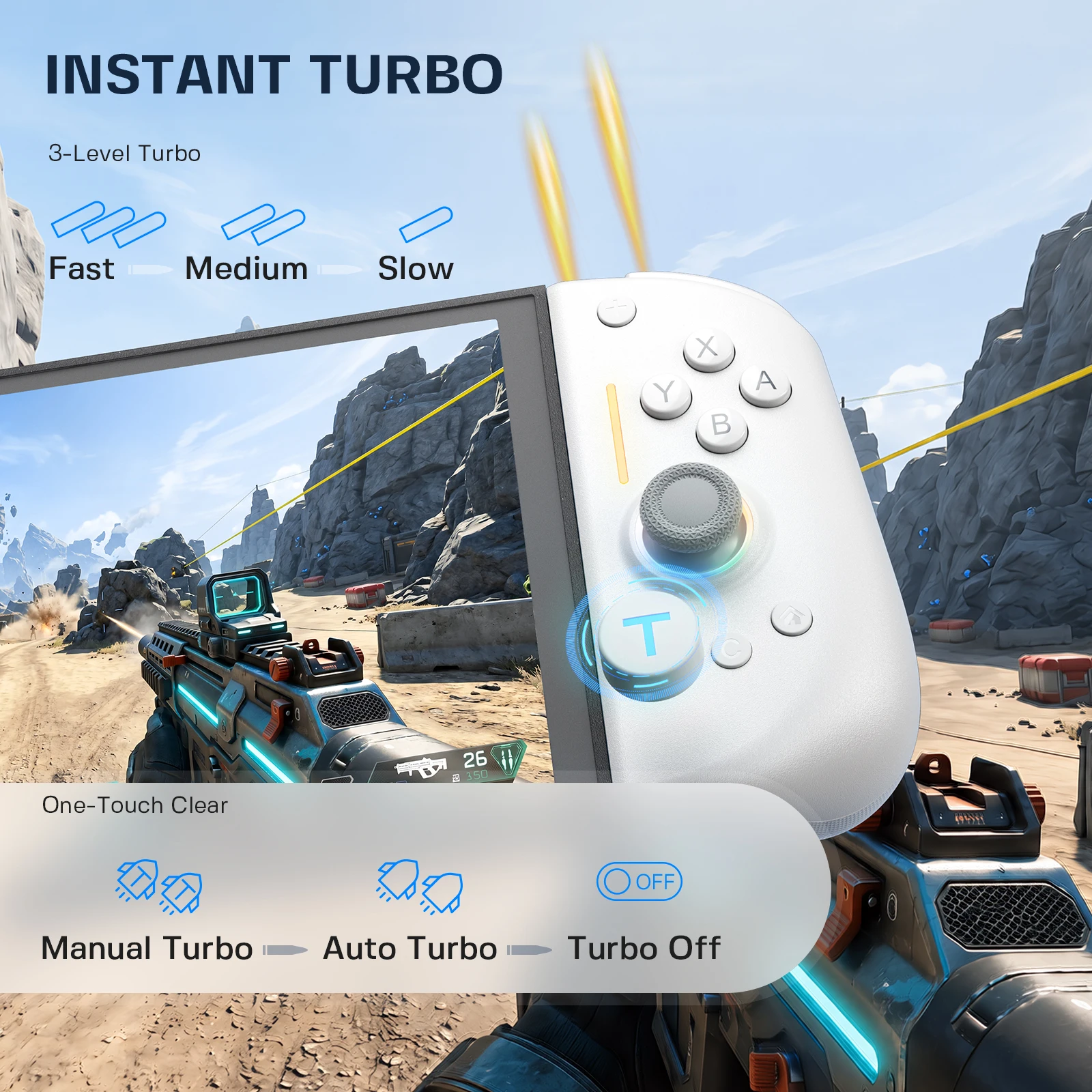 NYXI Hyperion 3 Kabelloser JoyPad für Switch 2 Weiß – Detail 5