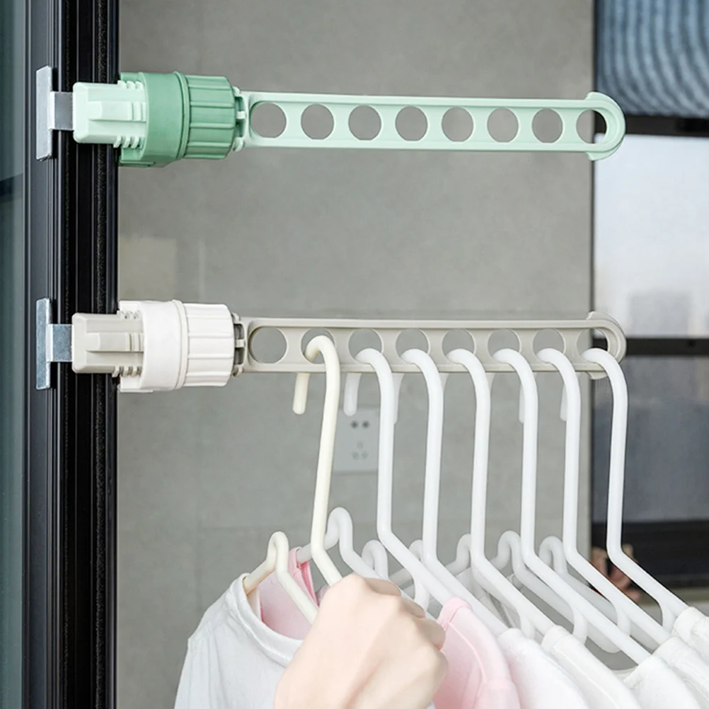 

2pcs Clothes Drying Rack Stainless Steel Abs Retractable 8 Holes Punch-Free Clothes Hanger Space Saving Laundry Rack For Indoor