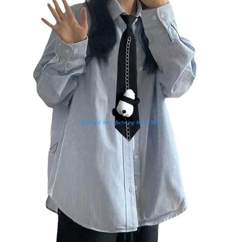 e56a punk park panda panda مع الكرتون الباندا للنساء الفتيات للقميص الطبيعي أو الزي العادي مربوطة مسبقا