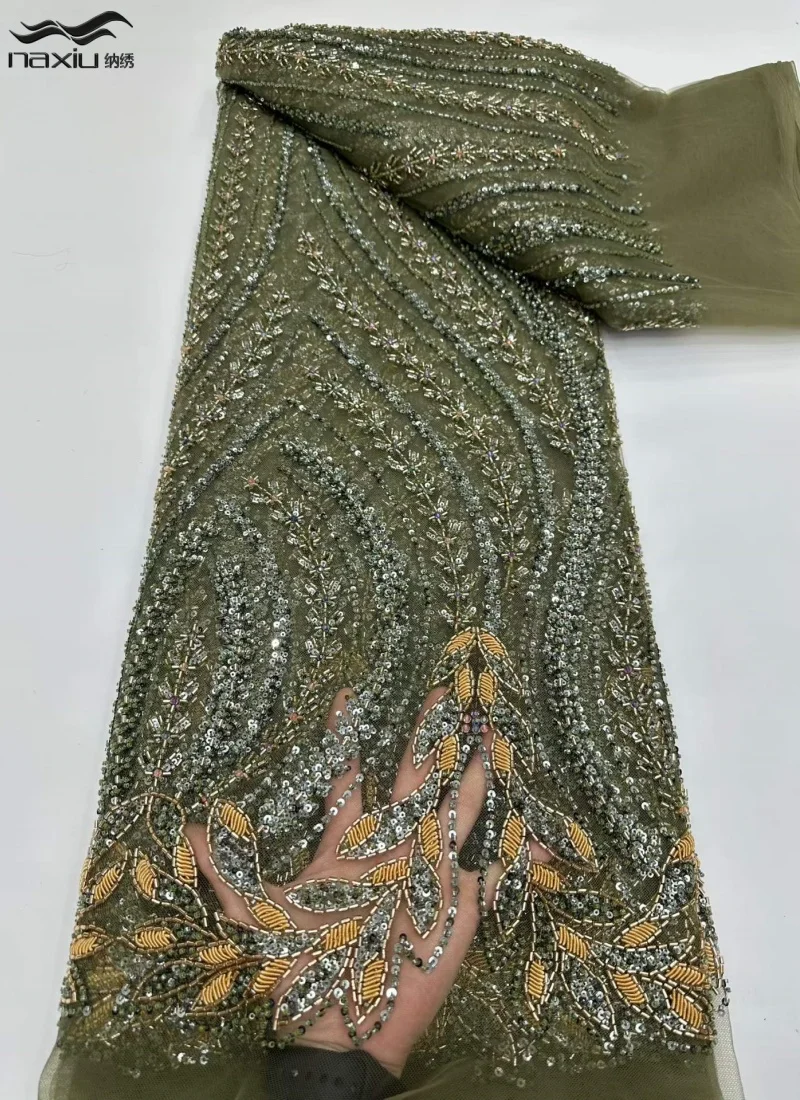 

Madison African Groom Sequins Lace Fabric 2026 High Quality French Heavy Lace Nigerian Beaded Net Lace Fabric For Woman Party