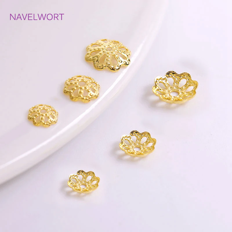 

5mm 6mm 8mm Flower Caps 18K Gold Plating Brass Beads Caps For DIY Beading Jewelry Making Accessories Wholesale