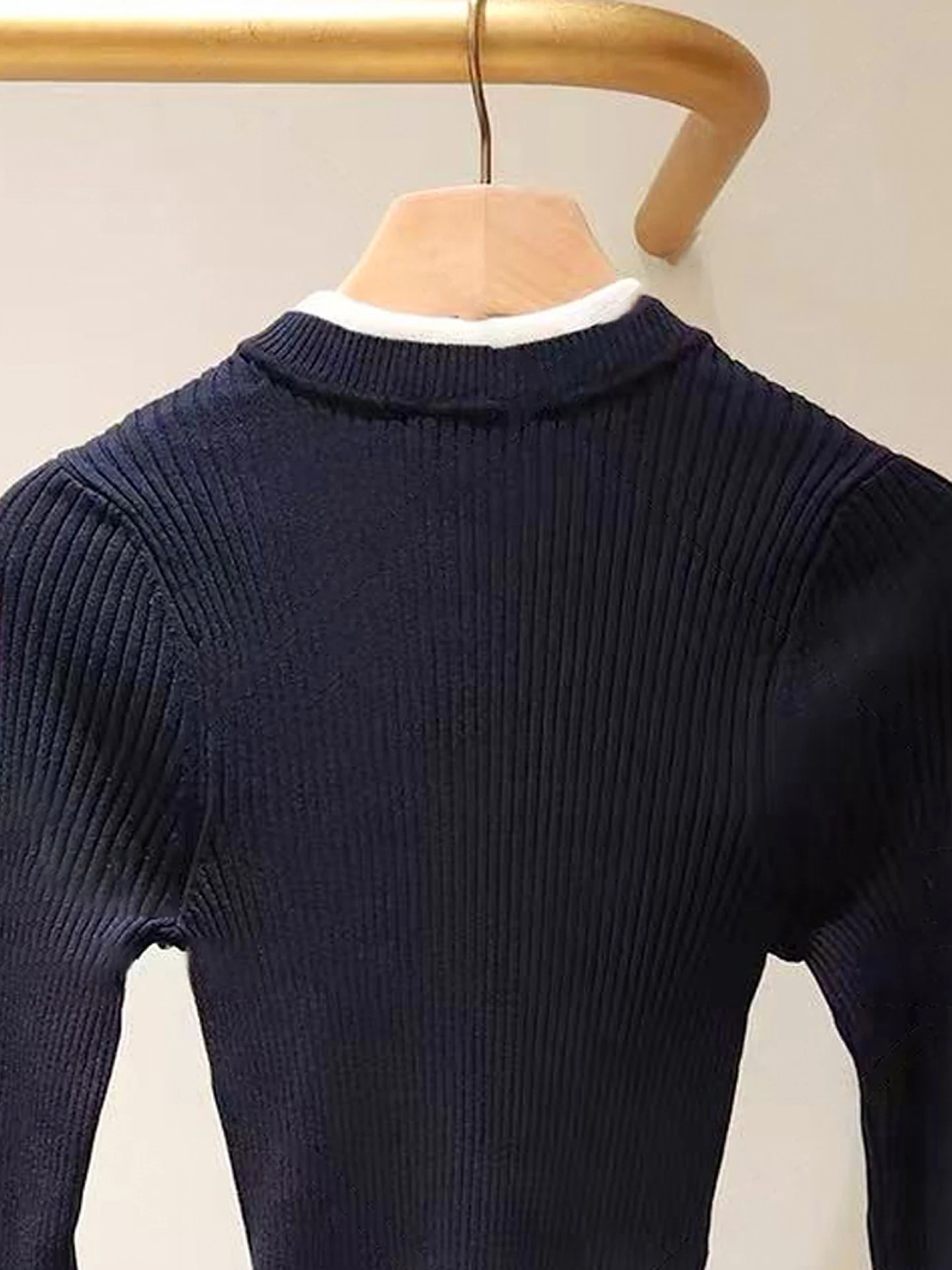 

Slim Fit Casual Versatile Knitted Top Women's Premium Faion Autumn New Arrival Commute Sle round Ne ort Length