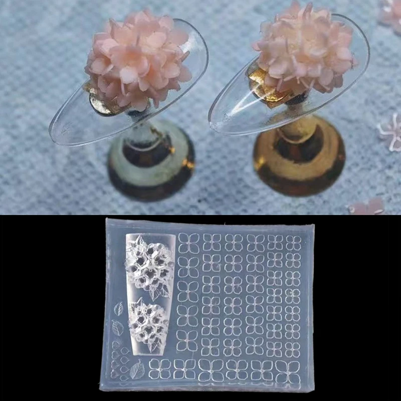 

Hydrangea 3D High Transparency Nail Carving Mold DIY Design Silicone Petal Soft Stamping Plates Manicure Art Mold Decor Tools