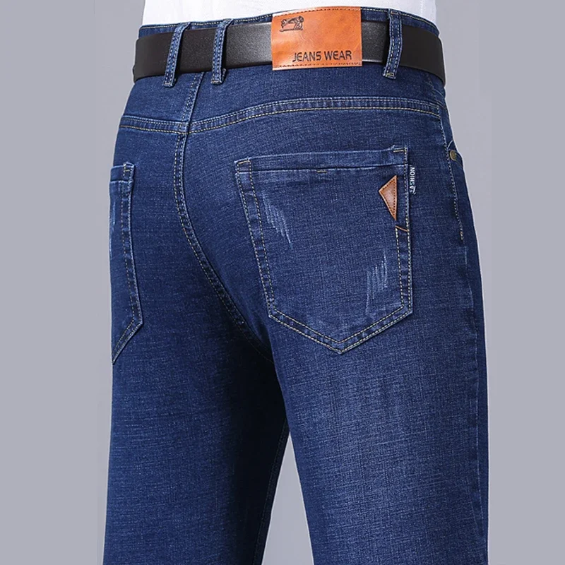 

Men's Classic Straight Leg Stretch Denim Jeans Blue Black Casual Workwear Pants Comfortable Fit Durable Fashionable Trousers