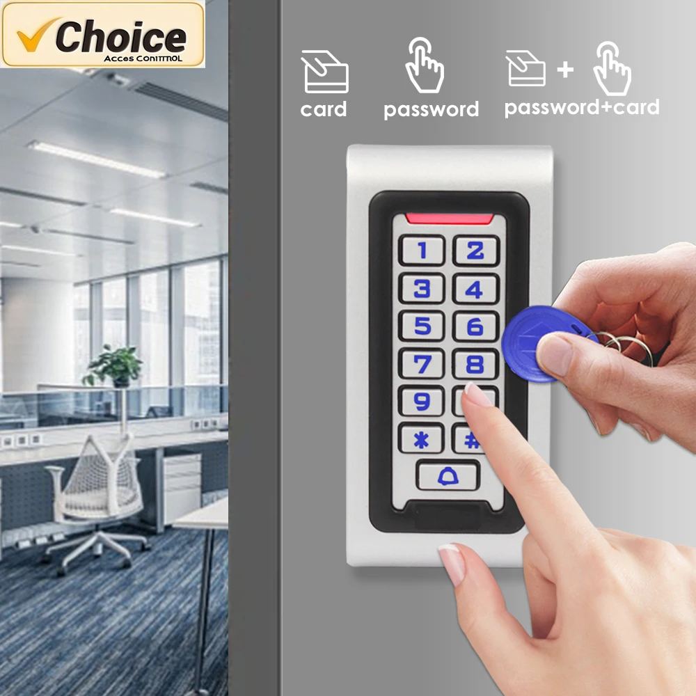 125KHZ RFID Standalone Access Controller 2000 User Backlit Keypad Wiegand 26 I/O, Proximity Card Reader for Office/Gate Security
