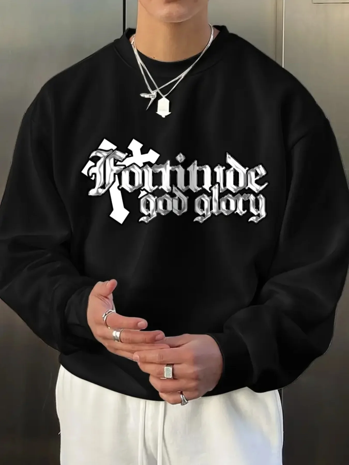 

Мужская повседневная толстовка с длинными рукавами и круглым вырезом, наряд для Хэллоуина/Рождественской вечеринки, удобная ткань