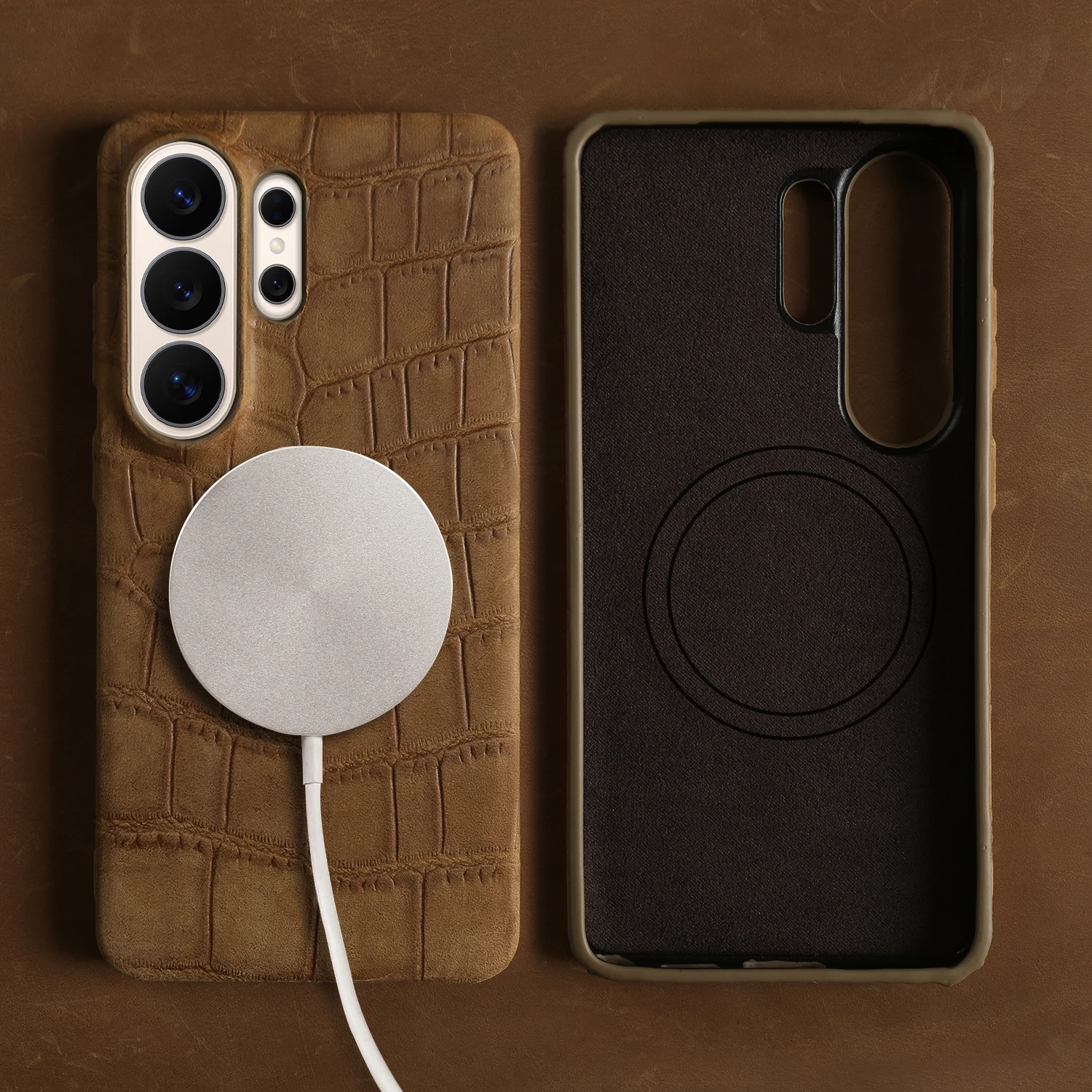 For Magsafe Genuine Leather Case For Samsung Galaxy S26 S25 Ultra S24 Plus S23 S22 S21 FE S20 Note20 Magnetic Phone Back Cover