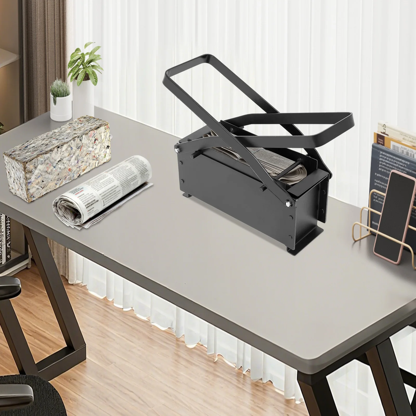 

Waste Newspaper Brick Press, Brick Press Machine with 2 Handles, Manual Paper Press for Offices, Homes