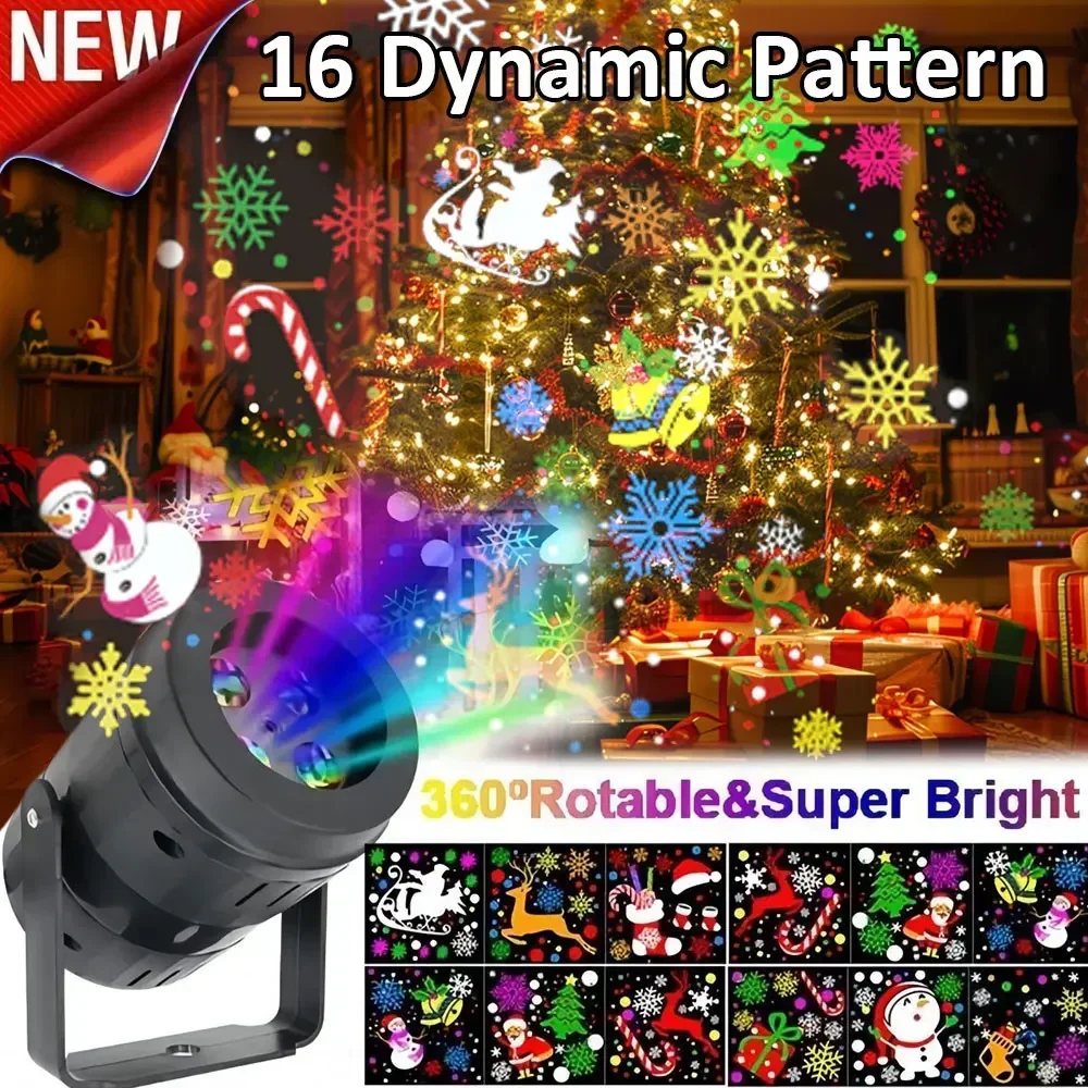 1PC Christmas Projector Light USB Powered Rotating Dynamic Snowflake Projection Novelty Lamp for Holiday Party Xmas Decor Gift